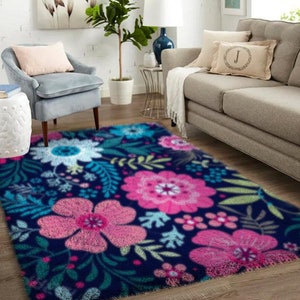 Flower Latch Hook Kits, Large Latch Hook Rug Kit for Adults Latch Hook Kits with Printed Canvas Christmas  Decoration