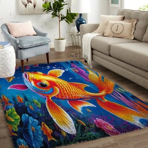 Latch Hook Kits, Large Latch Hook Rug Kit for Adults with Printed Canvas - Animal fish