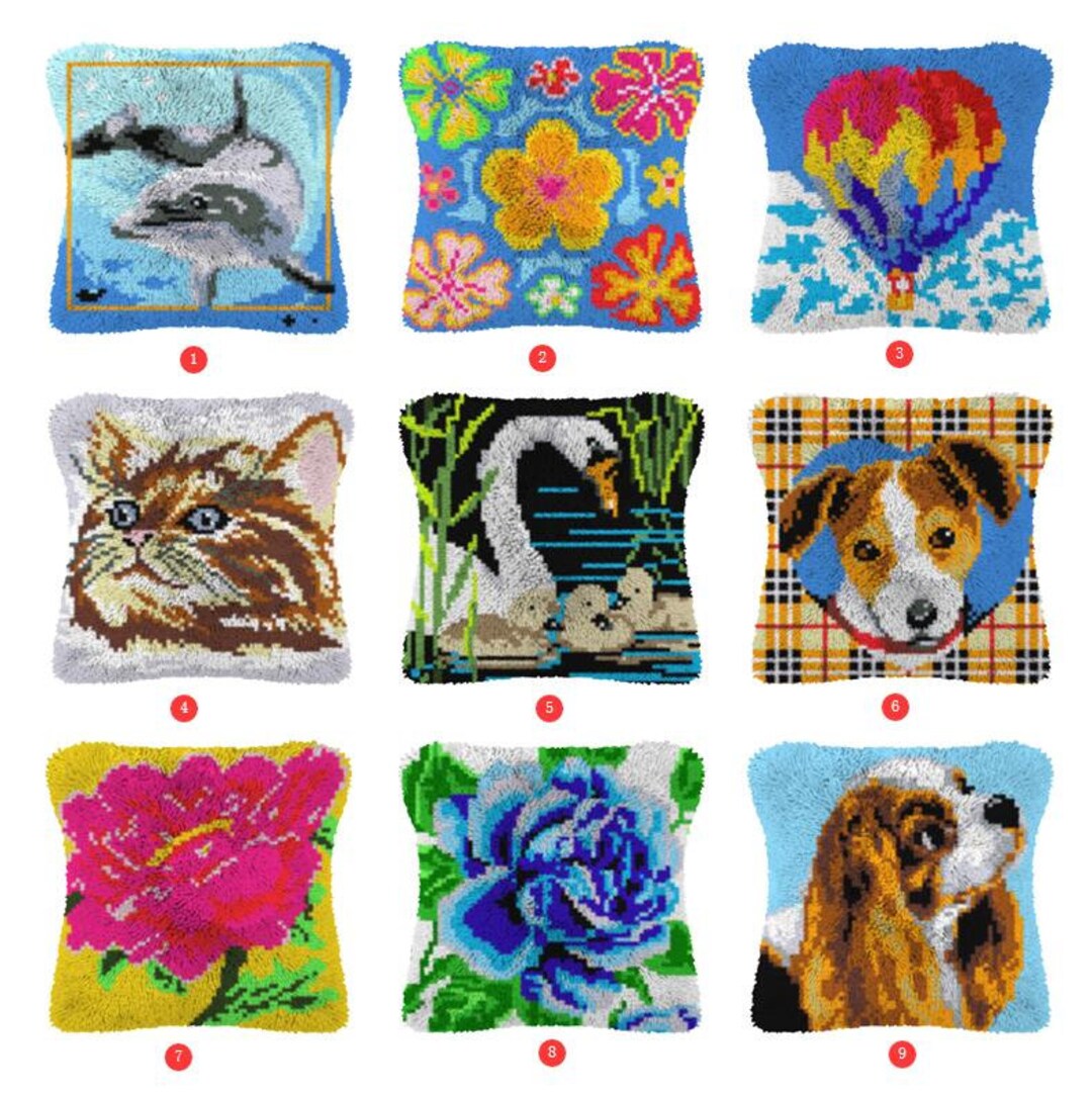 Latch Hook Cushion Cover Flower Needlepoint Kits Chunky Acrylic Yarn