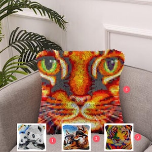 Latch Hook Kits Make Your Own Cushion Cat lattice Pre-Printed Canvas Crochet Pillow Case Latch Hook Cushion Cover Hobby & Crafts