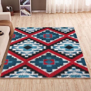 Latch Hook Rug Kits Blue lattice style Plush Wall Tapestry Kits DIY Carpet Rug Chunky Yarn Arts Cushion Crocheting Floor Mat Crafts