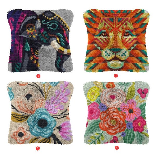 Latch Hook Kits Make Your Own Cushion Animal Lion Pre-Printed Canvas Crochet Pillow Case Latch Hook Cushion Cover Hobby & Crafts
