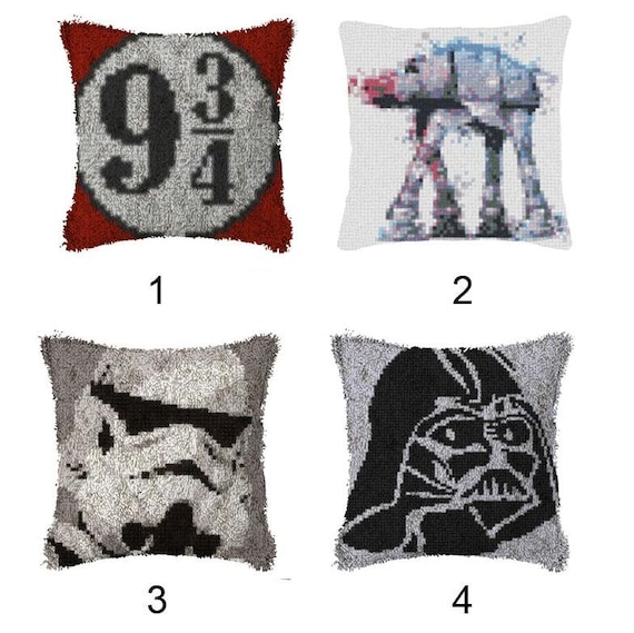 Latch Hook Kits Make Your Own Cushion Star War Pre-printed Canvas Crochet  Pillow Case Latch Hook Cushion Cover Hobby & Crafts 
