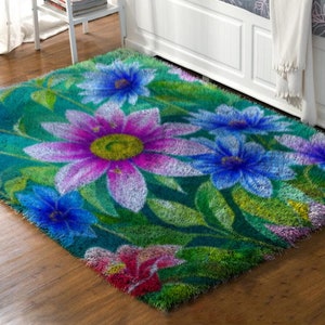 DIY Latch hook Kit and Rug Set - Create Your Own Unique Handmade Home Decor!