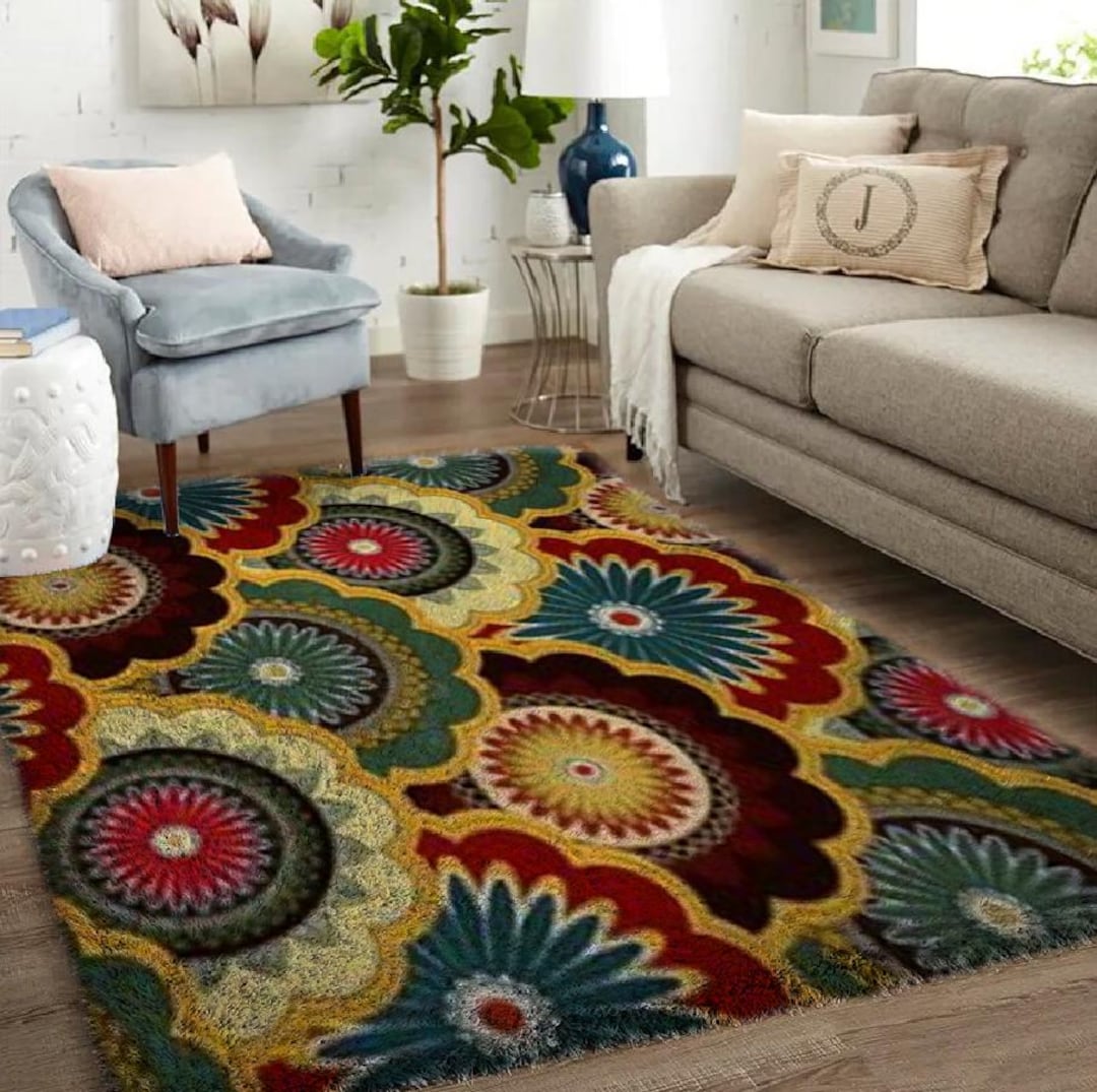 Boho Rug Abstract Boho Art, Large Latch Hook Rug Kit for With Printed Canvas /tapestry ...