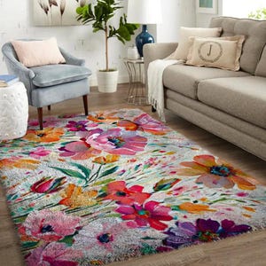 Red Flower Latch Hook Kits, Large Latch Hook Rug Kit for Adults Latch Hook Kits with Printed Canvas - Personalized Rug Kits for Embroidery