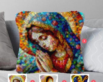 Latch Hook Kits Make Your Own Cushion Pre-Printed Canvas Crochet Pillow Case Latch Hook Cushion Cover Hobby & Crafts
