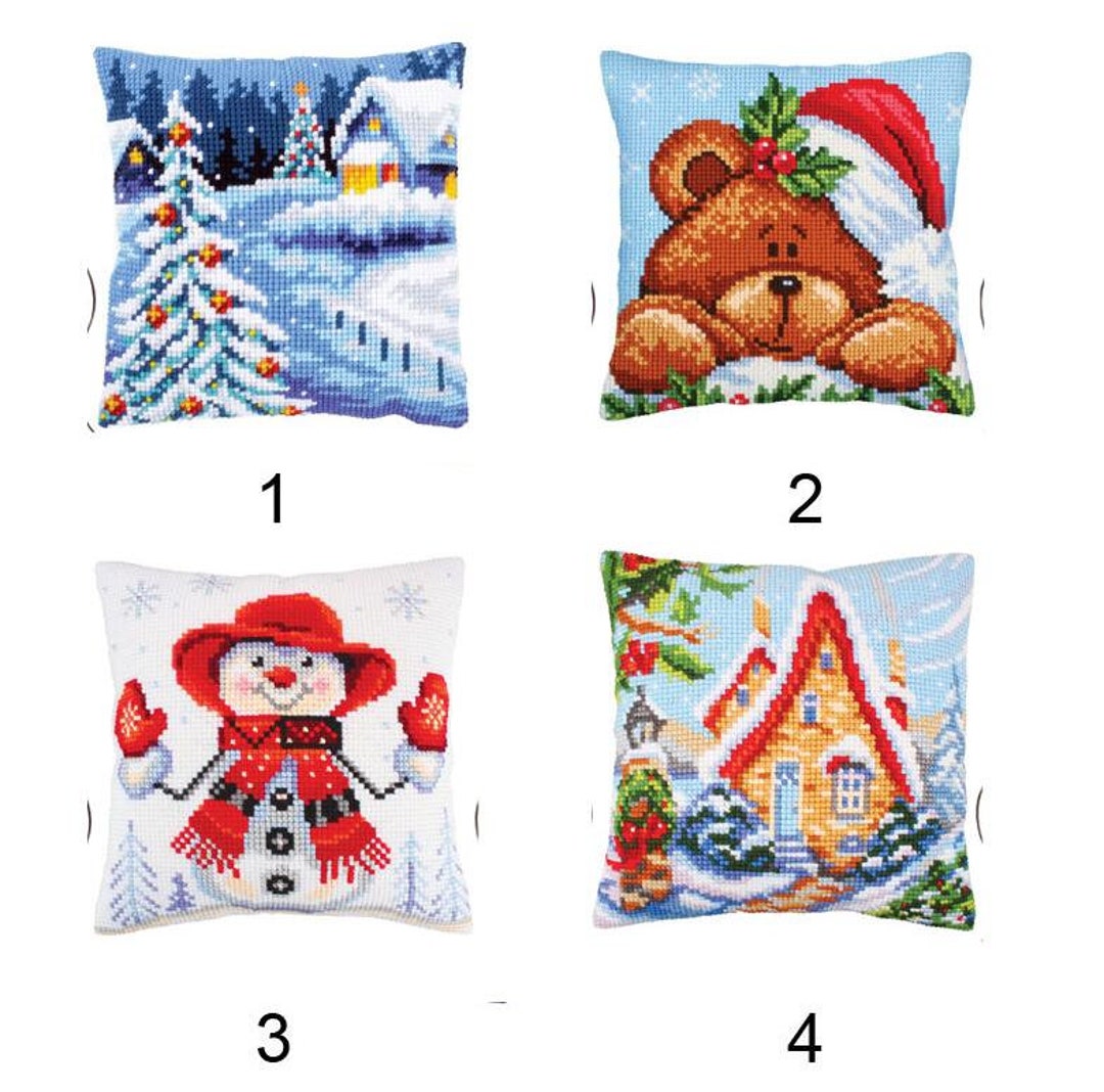 Latch Hook Kits Make Your Own Cushion Snowman Preprinted Canvas
