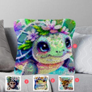 Latch Hook Kits Make Your Own Cushion turtle Pre-Printed Canvas Crochet Pillow Case Latch Hook Cushion Cover Hobby & Crafts