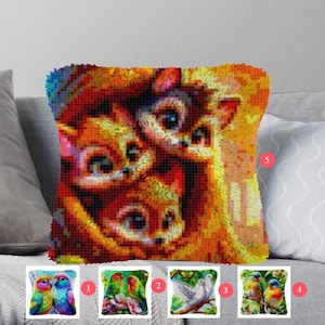 Latch Hook Kits Make Your Own Cushion Bird Pre-Printed Canvas Crochet Pillow Case Latch Hook Cushion Cover Hobby & Crafts