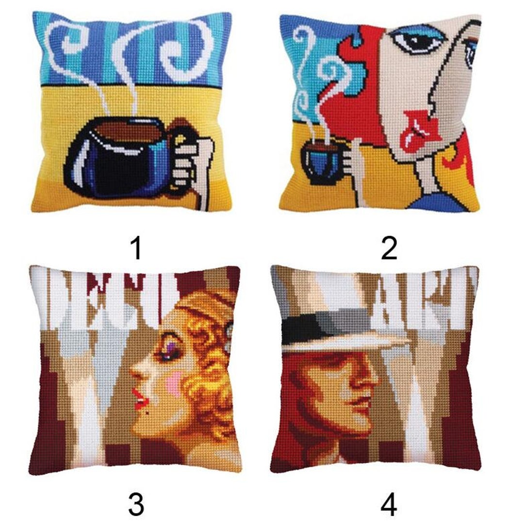 Latch Hook Kits Make Your Own Cushion Coffee Preprinted Canvas Crochet