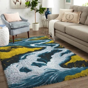 Forest Water Latch Hook Rug ，Large Latch Hook Rug Kit, Perfect for Living Room Décor