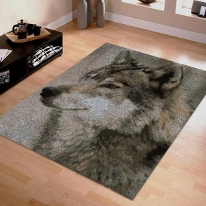 Latch Hook Rug Kits Animal Wolf style Plush Wall Tapestry Kits DIY Carpet Rug Chunky Yarn Arts Cushion Crocheting Floor Mat Crafts