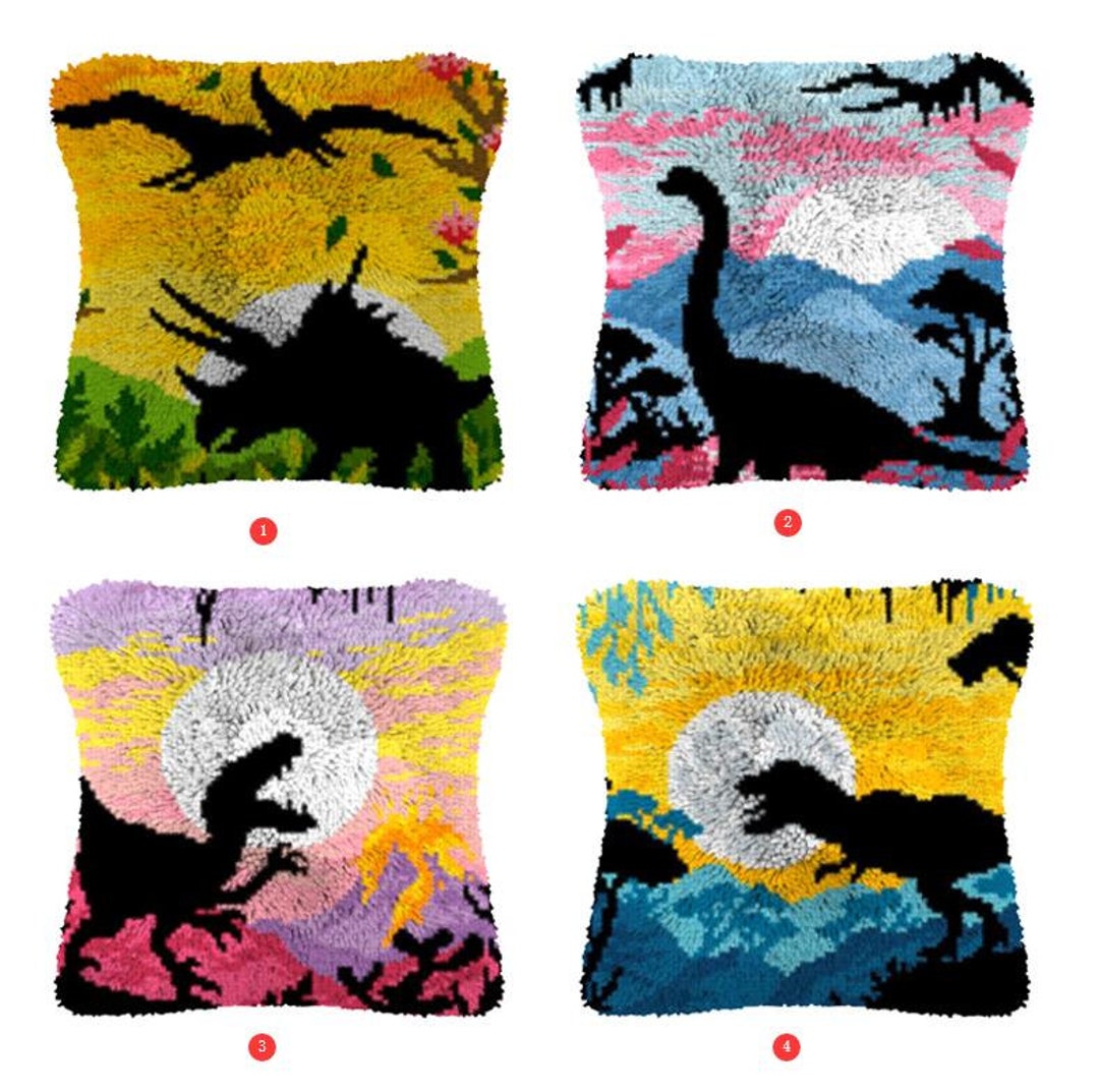 Latch Hook Kits Make Your Own Cushion Dinosaur Preprinted Canvas