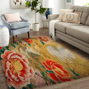 Floral Knüpfteppich Kit - Wunderschönes Gartenmuster für Wohnzimmer Dekor