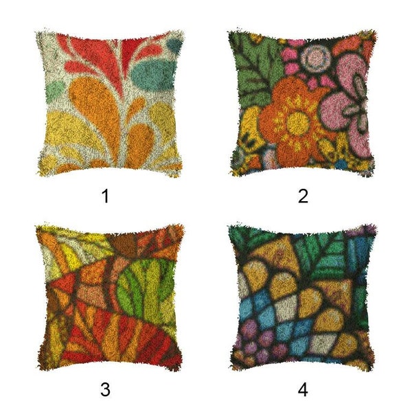 Latch Hook Kits Make Your Own Cushion Cartoon lattice Pre-Printed Canvas Crochet Pillow Case Latch Hook Cushion Cover Hobby & Crafts