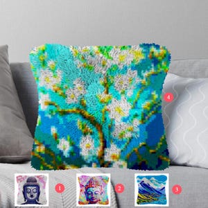 Kits de crochets pour loquets Faites votre propre coussin Toile pré-imprimée Abricots Taie d'oreiller au crochet Housse de coussin pour crochets de loquet Loisirs et loisirs créatifs