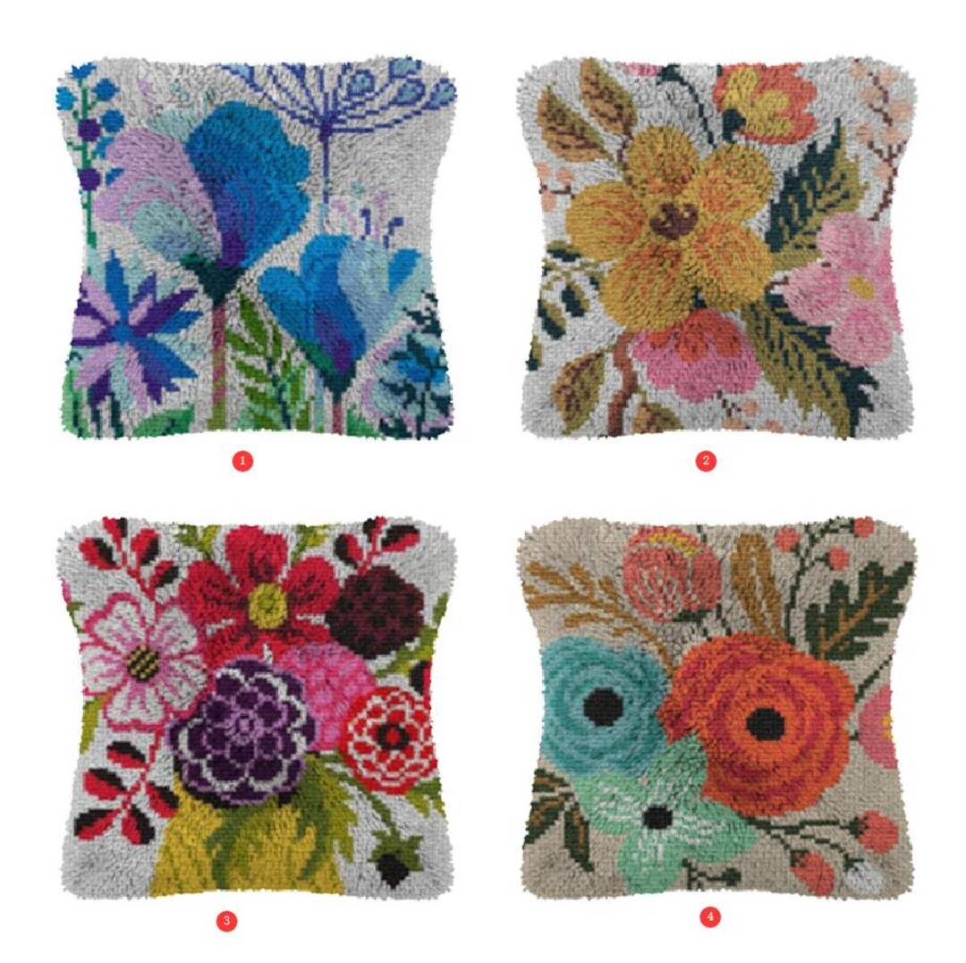 Latch Hook Kits Make Your Own Cushion Flower Preprinted Canvas Crochet