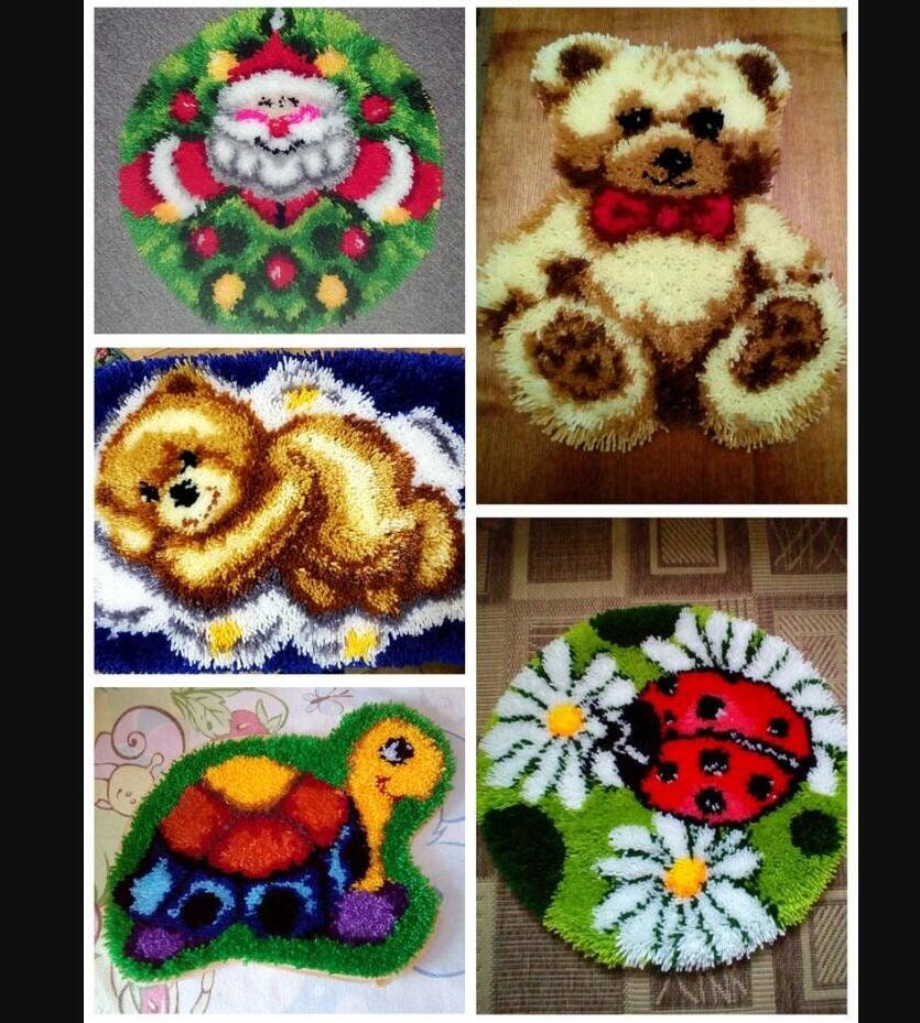 Cartoon Latch Hook Rug Kits Plush Wall Tapestry Kits Style DIY Carpet Rug  Chunky Yarn Arts Cushion Crocheting Floor Mat Crafts 