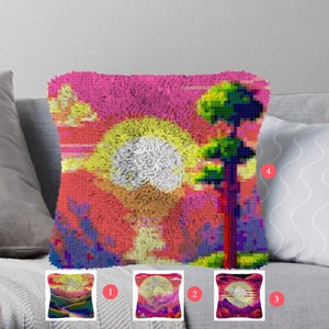 Kits de crochets pour faire votre coussin de soleil Toile pré-imprimée Taie d'oreiller au crochet Crochet de verrouillage Housse de coussin Loisirs et artisanat