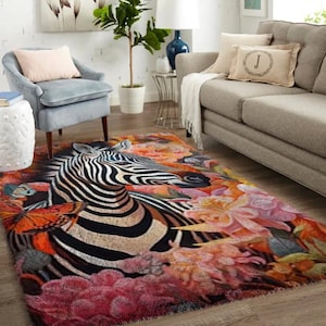 Kits de crochets zèbre, grand kit de tapis avec crochets pour adultes Kits de crochets avec toile imprimée - Kits de tapis personnalisés pour entrées