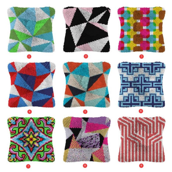 Latch Hook Cushion Cover lattice Needlepoint Kits Chunky Acrylic Yarn Crocheting Pillow Case Arts & Crafts