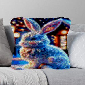 Latch Hook Kits Make Your Own Cushion rabbit Pre-Printed Canvas Crochet Pillow Case Latch Hook Cushion Cover Hobby & Crafts