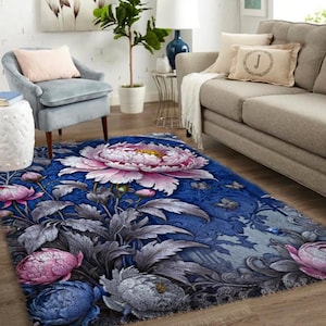 Handgefertigte Blume: Große Knüpfteppiche für Kunstböden Große Knüpfteppich-Set für Erwachsene mit bedruckter Leinwand