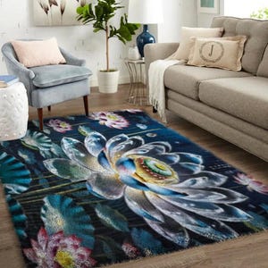 Ensemble de tapis à crochets floraux, grand ensemble de tapis à crochets pour adultes Kits de crochets à loquets avec toile imprimée