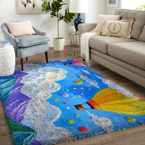 Kits de crochets à loquet pittoresques : créez un tapis pour encadrer votre maison, grand kit de tapis à crochets à loquet pour adultes Kits de crochets à loquet avec toile imprimée