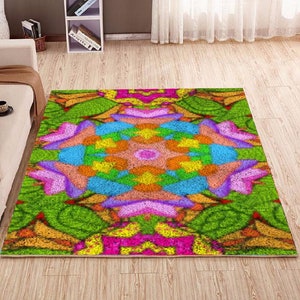 Latch Hook Rug Kits Plush Wall Tapestry Kits Leaves style DIY Carpet Rug Chunky Yarn Arts Cushion Crocheting Floor Mat Crafts
