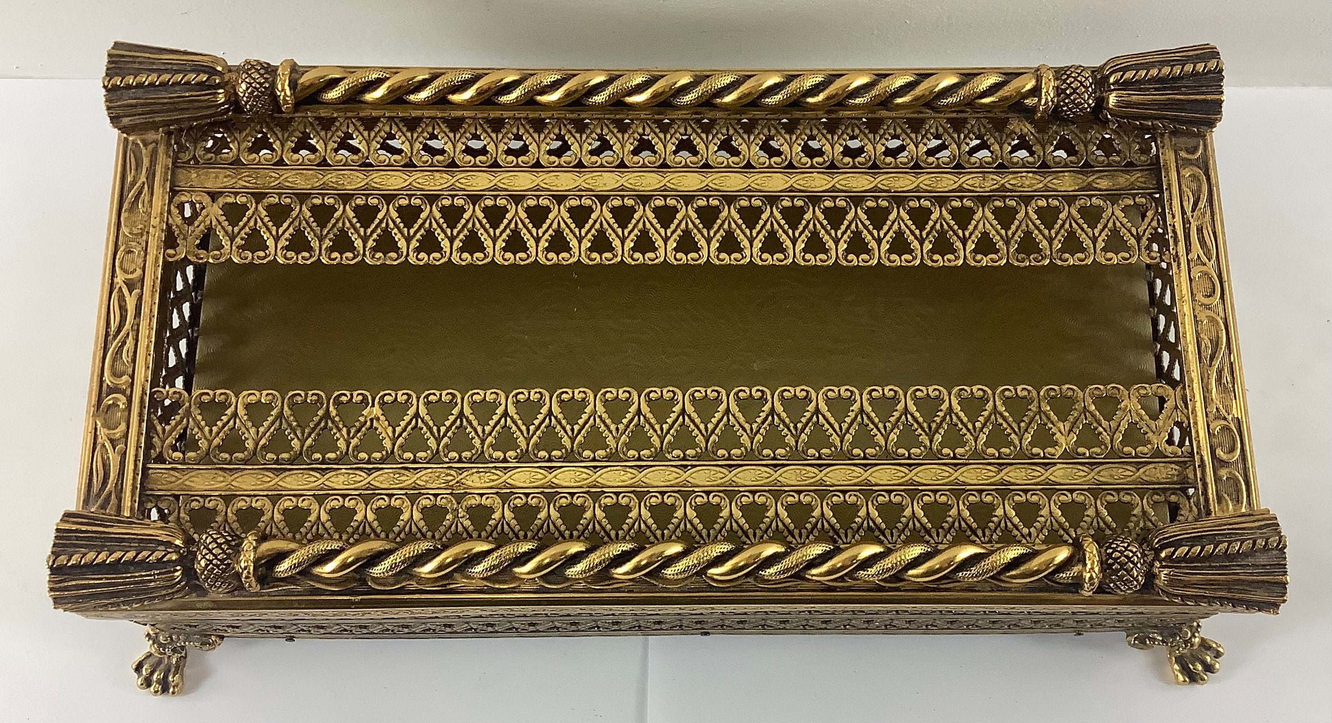 Vintage Regal Ornate Gold Tissue Box Holder Regency Filigree Clawed ...