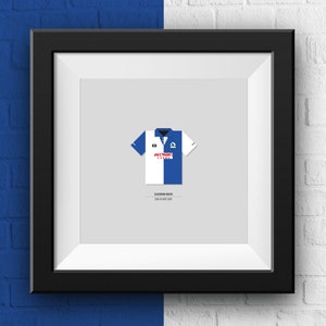 BLACKBURN ROVERS Home Shirt – 1994-96. Blackburn Rovers, Retro, Football, Soccer, Shirt, 9x9&quot;,  Wall Art