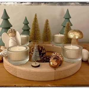 Adventsring, Adventskranz, Geburtstag, Geburtstagsring, Waldorf, Steckfiguren, Kerzen, Pilz, Teelichthalter, Glas-Teelichthalter