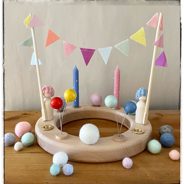 Geburtstag, Luftballon, Geburtstagsring, Jahreszeitenring, Geburtstagskranz, Filz, Waldorf, Geschenk, Girlande, Pilz