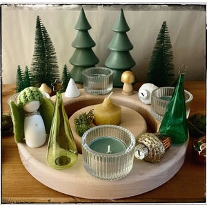 Adventsring, Adventskranz, Geburtstag, Geburtstagsring, Waldorf, Steckfiguren, Kerzen, Pilz, Glas-Teelichthalter, Glas Tannenbaum,