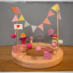 Geburtstagsring, Waldorf, Luftballon, Prinzessin, Blumenmädchen, Geschenk rosa, Pilz, Girlande Pastell, Kartenhalter, Fotohalter, Acryl