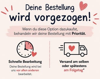 Zeitlich knapp bestellt? Kein Problem, wenn es mal schneller verpackt und versendet werden soll.