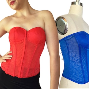 Corset en maille bleu, corset cosplay avec oeillets