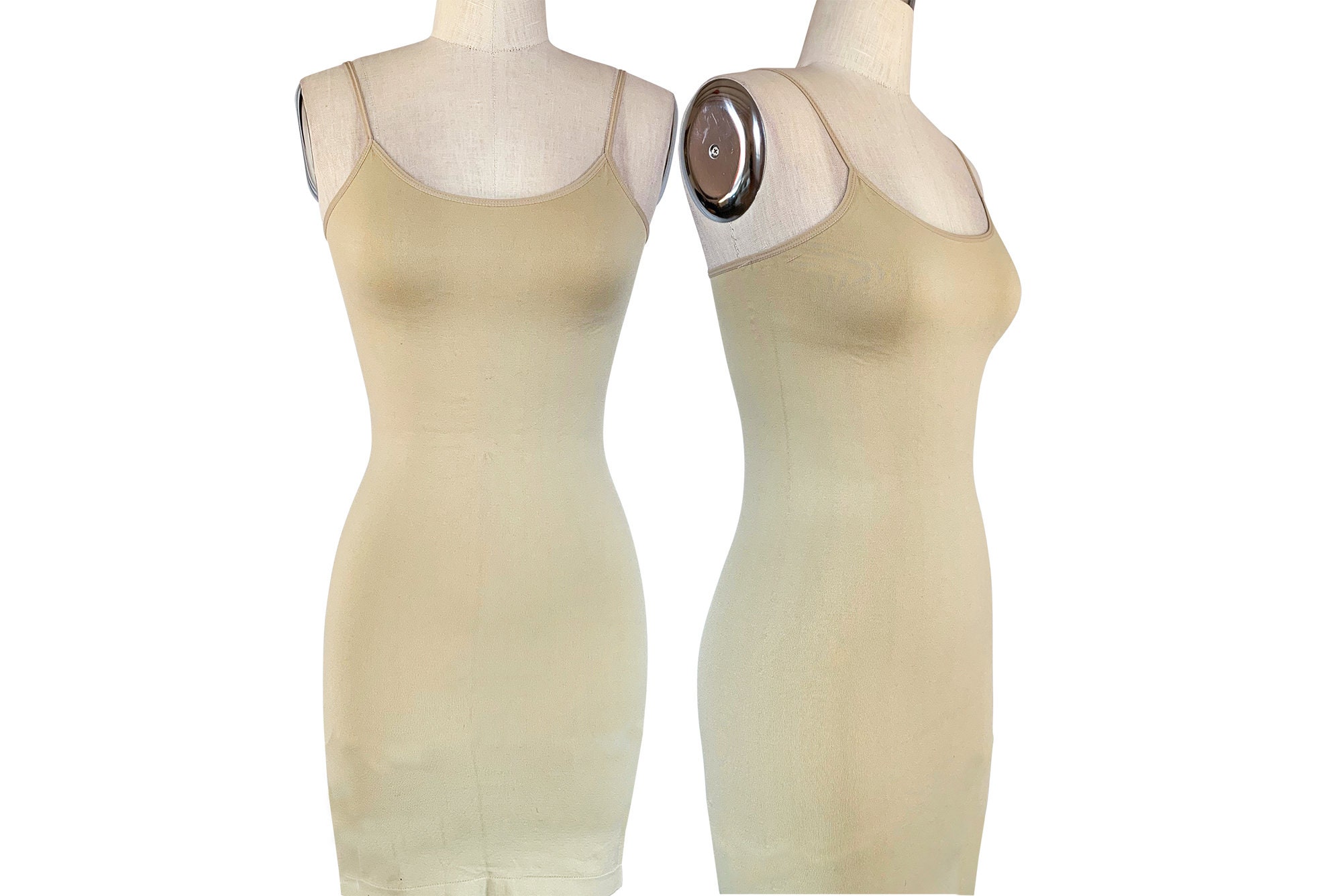 Maidenform Vintage Beige Body Shaper Shiny Nylon Womens L 