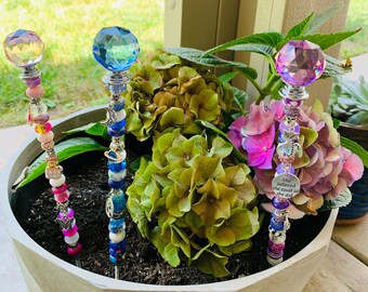 Fairy Garden Stakes, Crystal Fairy Wands, Sun Catcher, Garden Plant Decor
