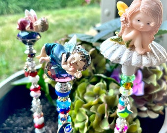 Fairy Garden Stakes, Sleeping Baby Fairy, Mermaid Garden Stake, House Plant Stake, Fairy Wand