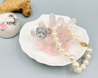 Rose Quartz Seashell Ring Holder, Mothers Day, Engagement Gift, Coastal Wedding Gift, Handmade