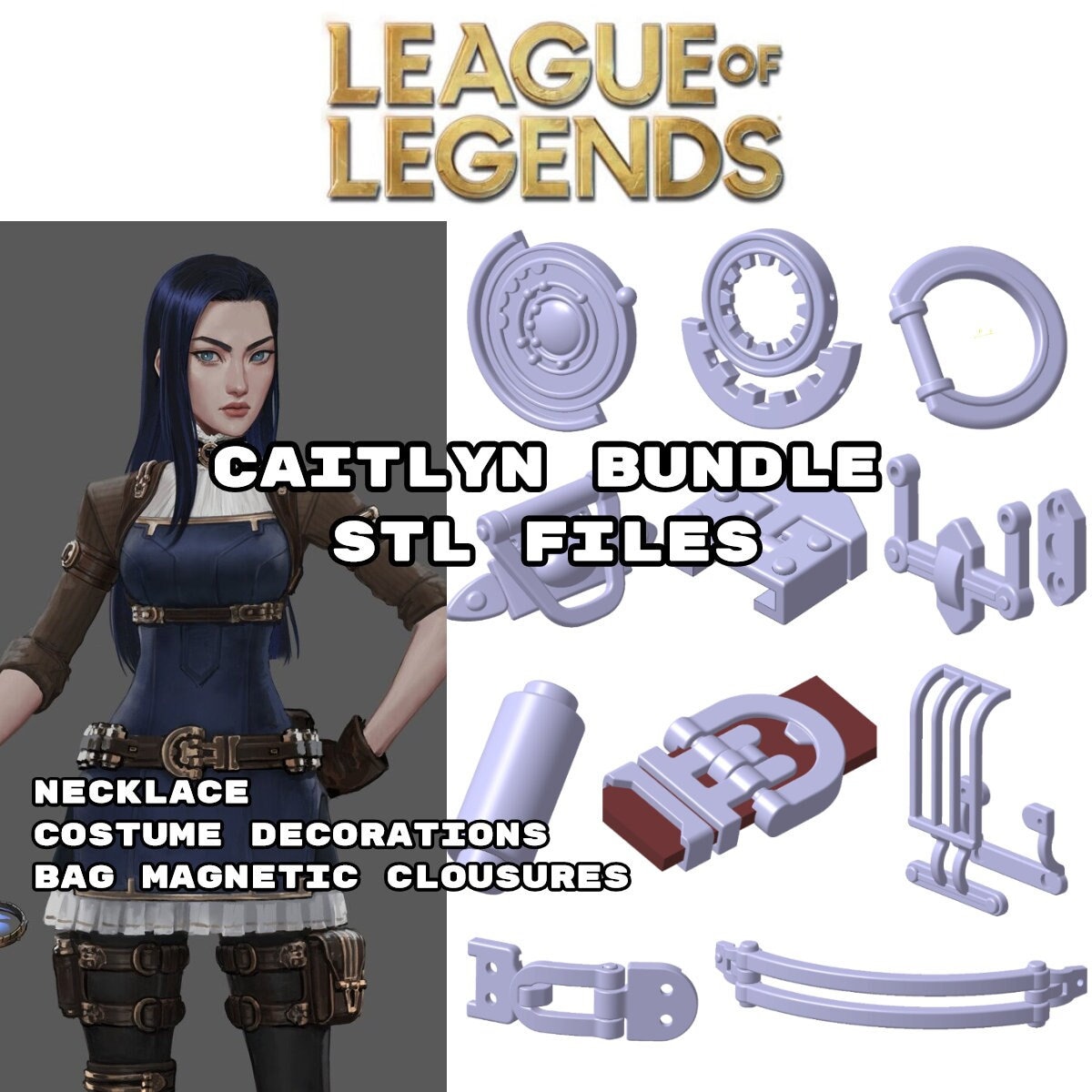 ACCESSORIES for Cosplay Caitlyn Heartthrob Inspired by League of Legends 