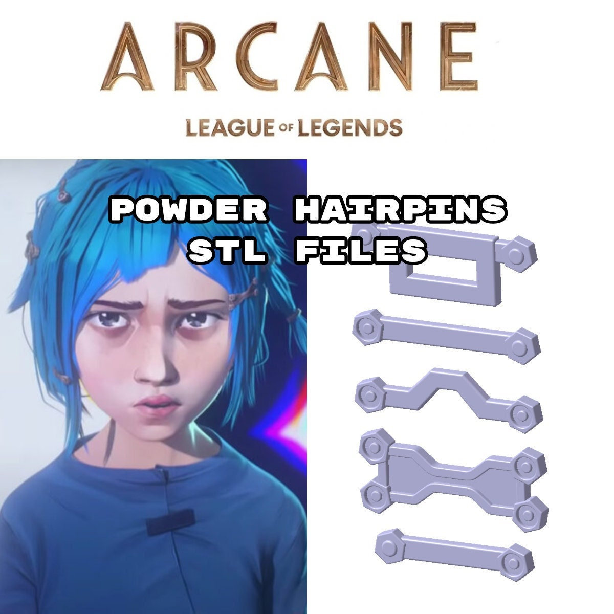 POWDER HAIRPINS Stl 3D Files ARCANE lol Etsy