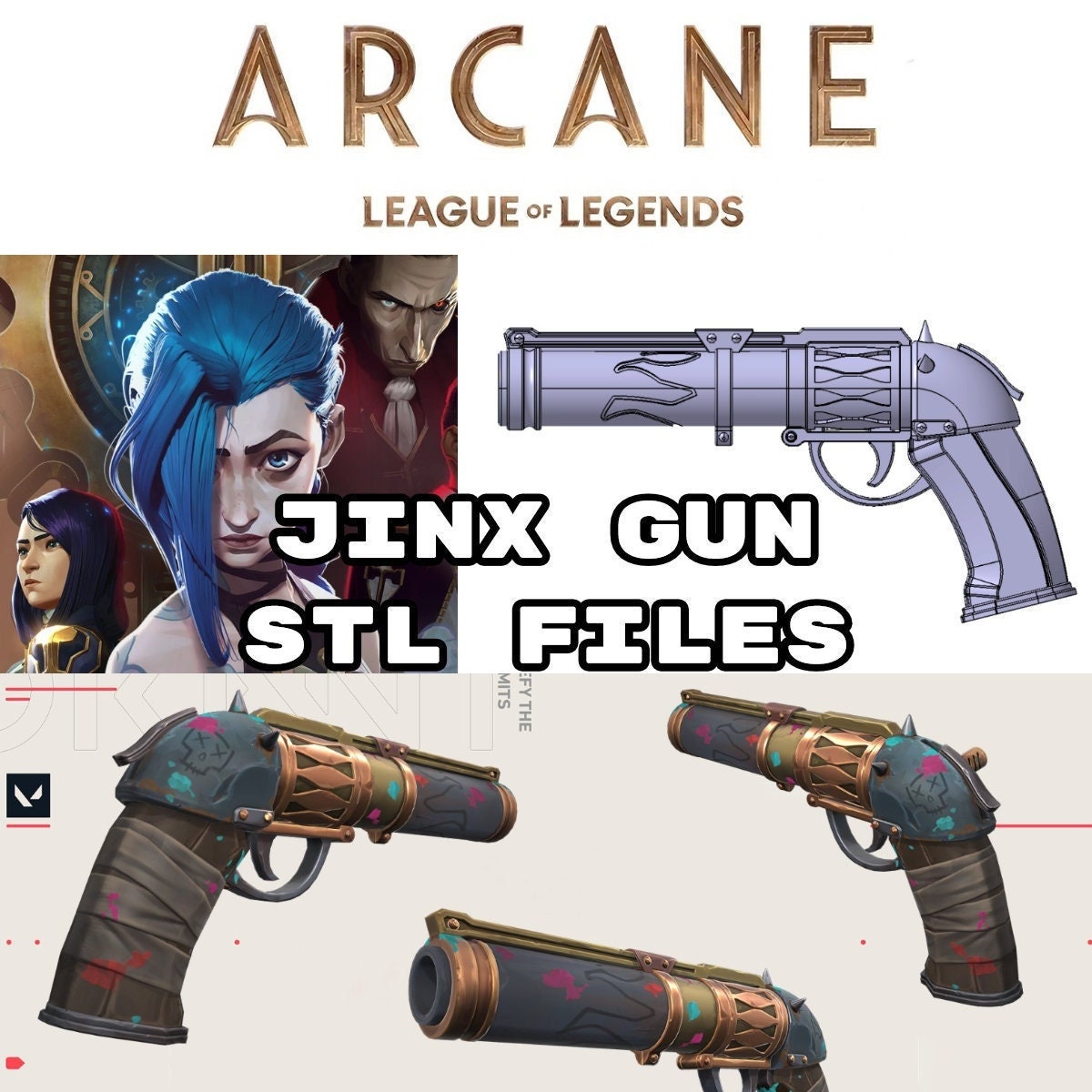Arcane Jinx FISHBONES BLUEPRINT Arcane Weapon Jinx League of
