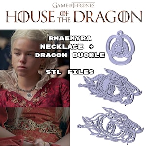 Rhaenyra Targaryen NECKLACE + DRAGON BELT (3D - stl files)