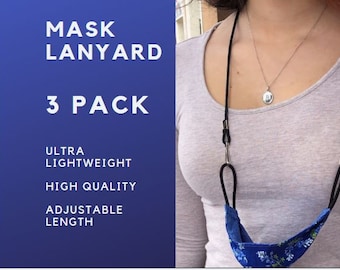 3 pack - Mask Lanyard Lightweight Adjustable Cord for Travel Nurse Healthcare and Medical Facemask - MaskKeeper