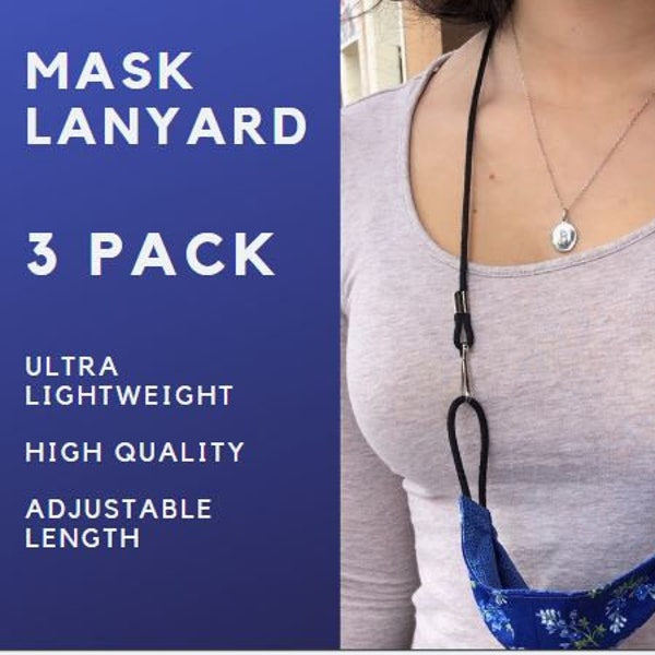 3 pack - Mask Lanyard Lightweight Adjustable Cord for Travel Nurse Healthcare and Medical Facemask - MaskKeeper