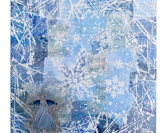 Stampa gelo invernale: dipinto a tecnica mista (8x8)